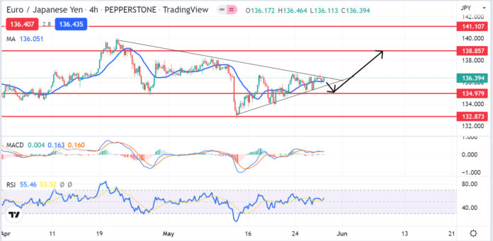 วิเคราะห์คู่เงิน EURJPY วันที่ 30 พฤษภาคม - 3 มิถุนายน 2565