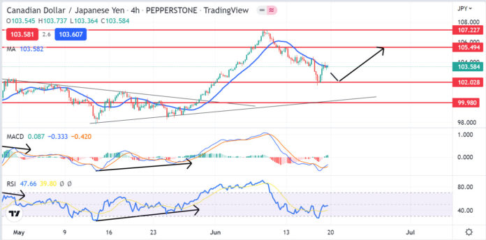 วิเคราะห์คู่เงิน CADJPY วันที่ 20-24 มิถุนายน 2565