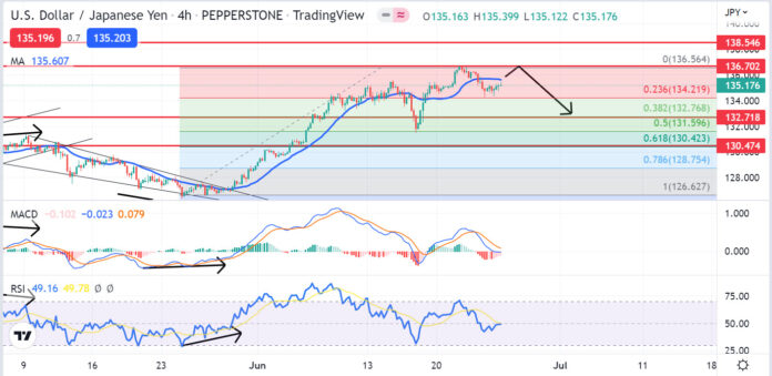 วิเคราะห์คู่เงิน USDJPY วันที่ 27 มิถุนายน - 1 กรกฎาคม 2565