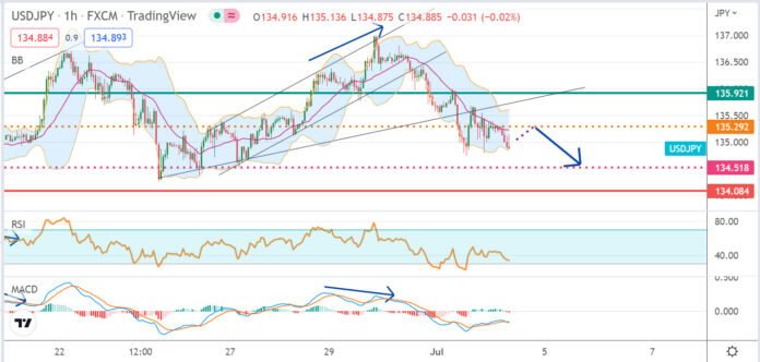 วิเคราะห์คู่เงิน USDJPY ประจำวันที่ 4 กรกฎาคม 2565